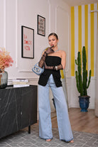 VICOLO Jeans a palazzo in denim chiaro da donna DD5142 ADE VICOLO 