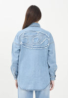 DIESEL Camicia Ckama in denim chiaro per donna, ragazze e bambine con logo Oval D mega-size J02307KXBNK K01 DIESEL 
