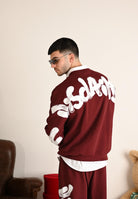 DISCLAIMER Felpa girocollo bordeaux da uomo con maxi stampa sul retro 25IDS55104 BO DISCLAIMER 