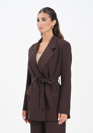 VICOLO Giacca marrone da donna con cintura TF0358 FU96 VICOLO 