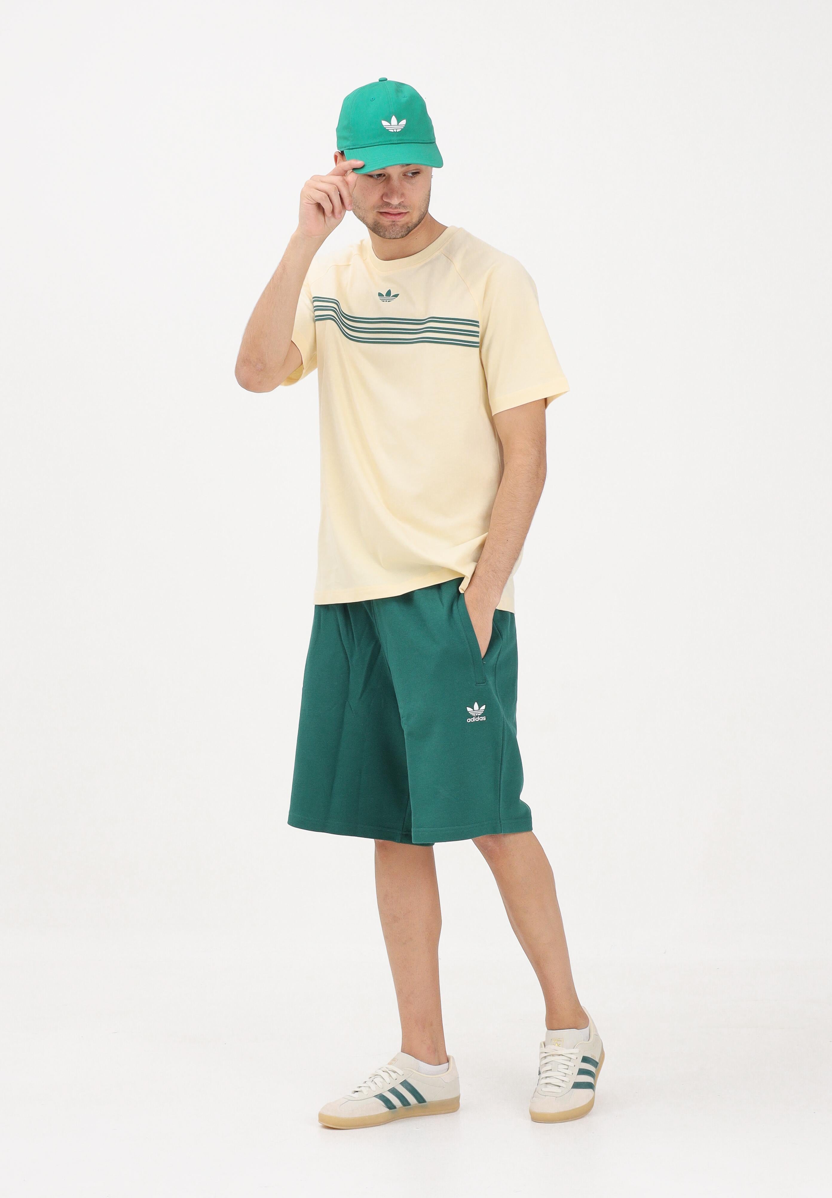 ADIDAS ORIGINALS t-shirt sportiva Men's Pastel Yellow Sports T-shirt  panna e verde uomo. KR7217 . ADIDAS ORIGINALS 