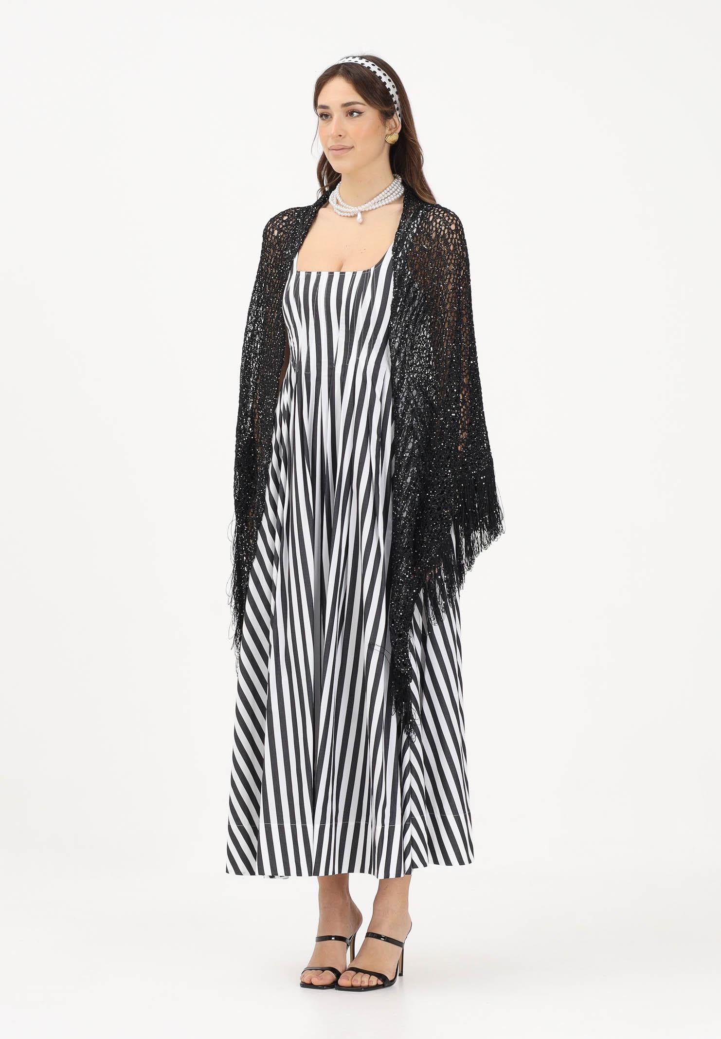 SIMONA CORSELLINI Stola in maglia nera da donna con frange P26CPSLO0301 V0003 SIMONA CORSELLINI 