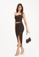 SIMONA CORSELLINI Gonna midi in maglia crochet marrone da donna P26CPGOO0201 V0771 SIMONA CORSELLINI 
