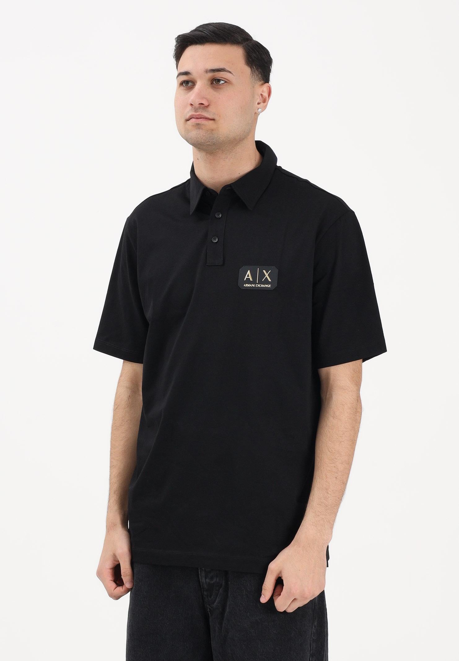 ARMANI EXCHANGE Polo a manica corta nera da uomo con logo XM002232AF10364 UC001 ARMANI EXCHANGE 