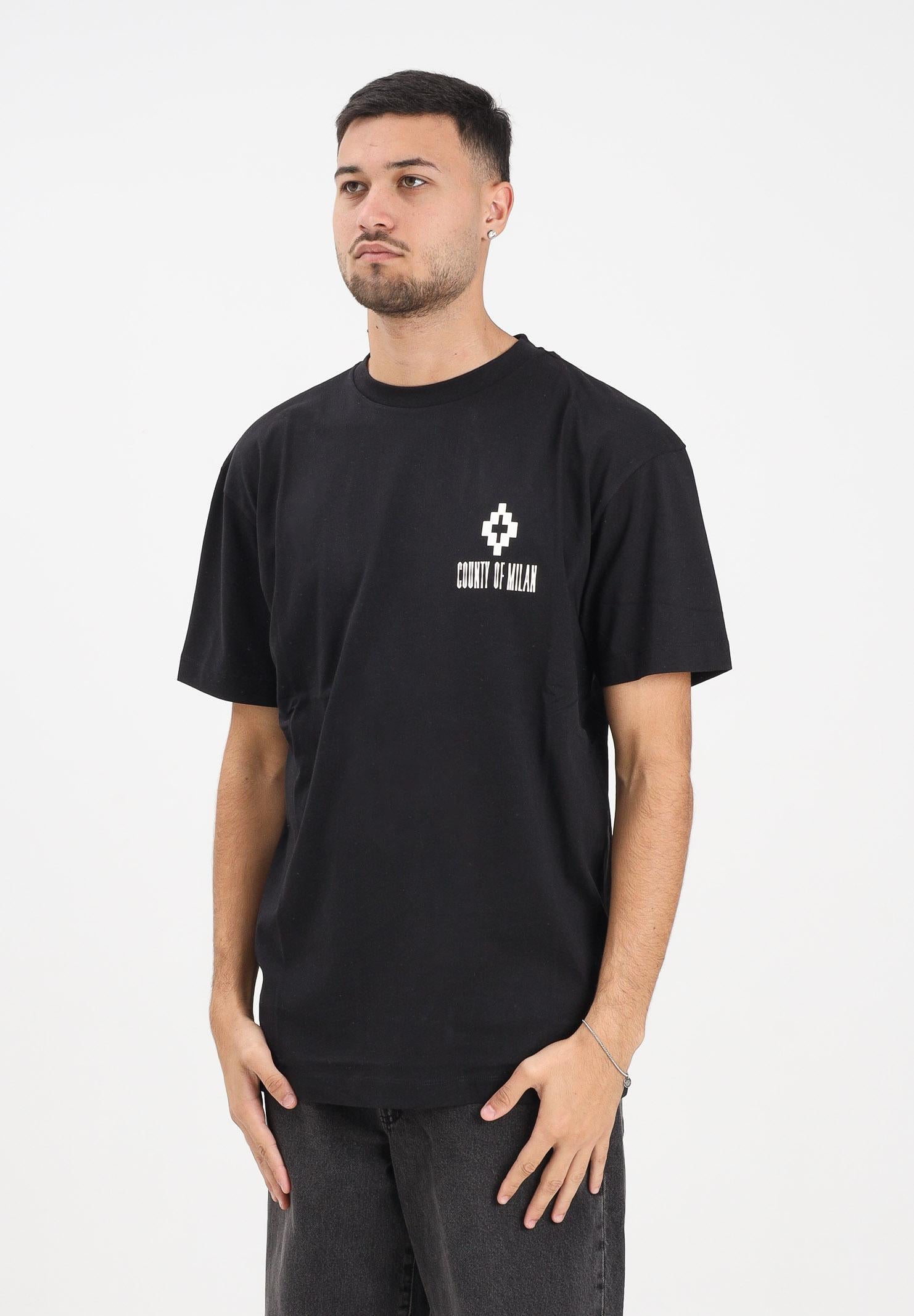 MARCELO BURLON COUNTY OF MILAN T-shirt a manica corta nera da uomo con maxi stampa sul retro F5CAMATH057 110 MARCELO BURLON COUNTY OF MILAN 