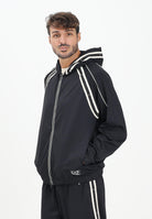 EA7 Felpa con zip nera da uomo arricchita da bande con dettagli logo 7M000958AF17160 UC001 EA7 