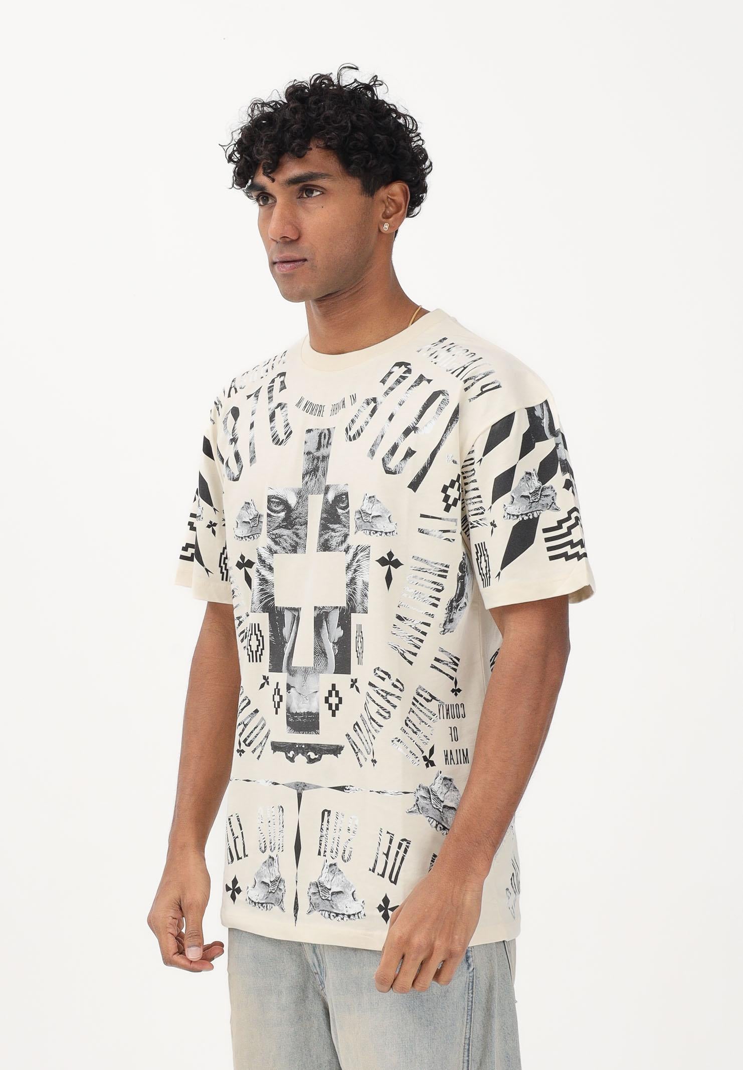 MARCELO BURLON COUNTY OF MILAN T-shirt a manica corta panna da uomo con stampa S6CMMATH036 412 MARCELO BURLON COUNTY OF MILAN 