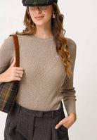 LEVI'S® Maglioncino girocollo beige da donna realizzato in tessuto a costine A0719-0037  LEVI'S® 