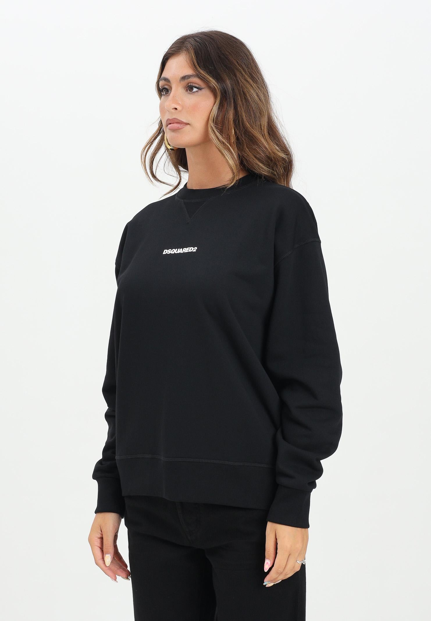 DSQUARED2 Felpa girocollo nera per donna, ragazzi e bambini con stampa logo DQ2739D0094 DQ900 DSQUARED2 