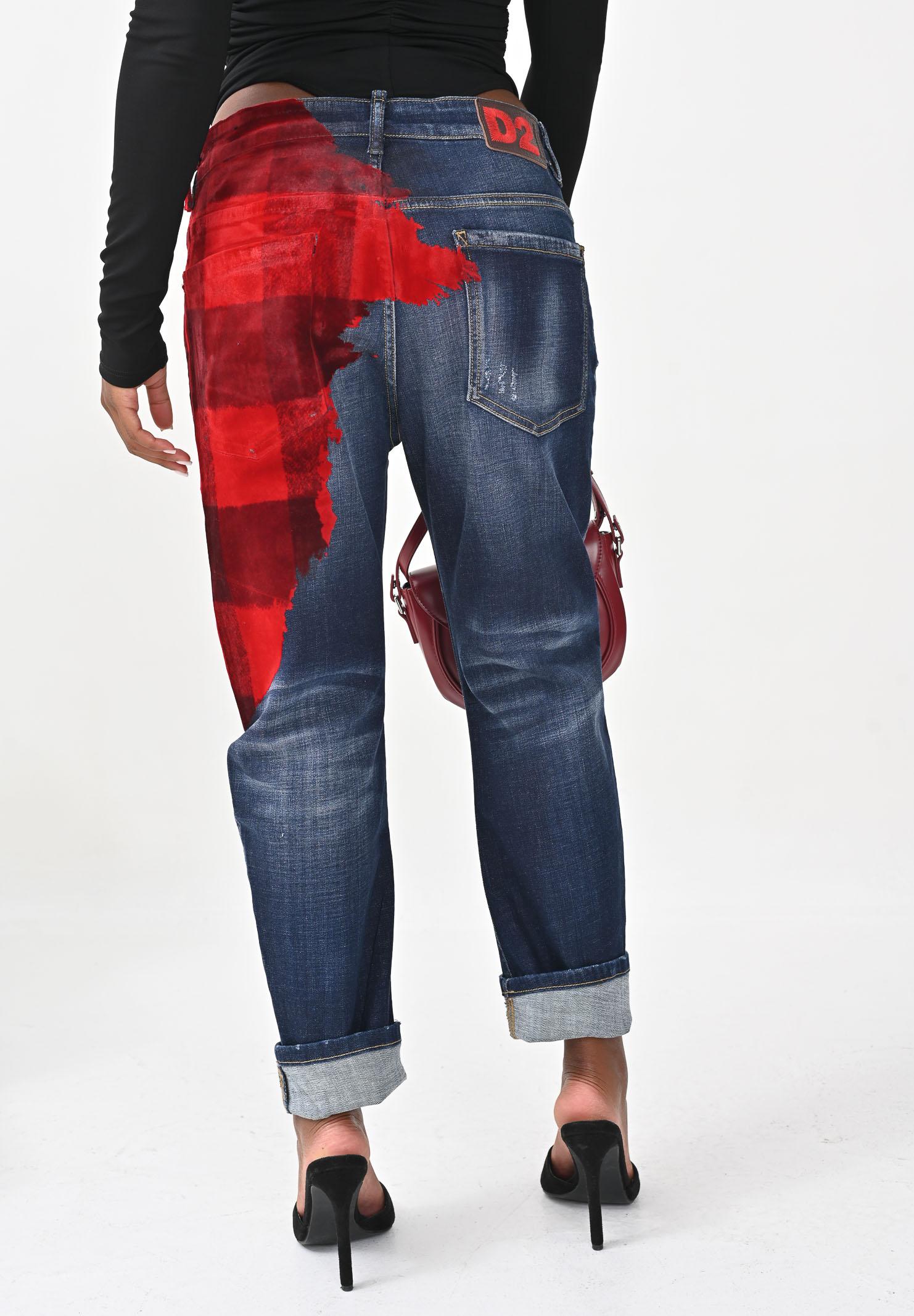 DSQUARED2 Jeans per donna, ragazzi e bambini in denim blu sfumato con stampa digitale DQ3101D0AEK DQ01 DSQUARED2 