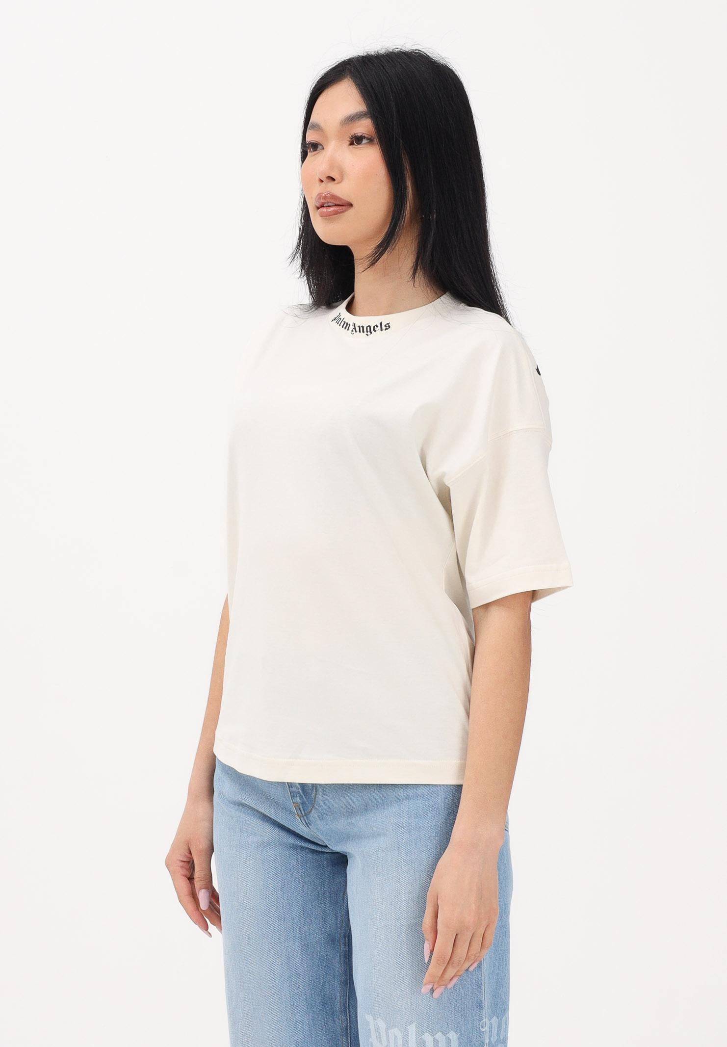PALM ANGELS T-shirt a manica corta panna per donna, ragazzi e bambini con stampa logo PBAA002S26JER001 002 PALM ANGELS 