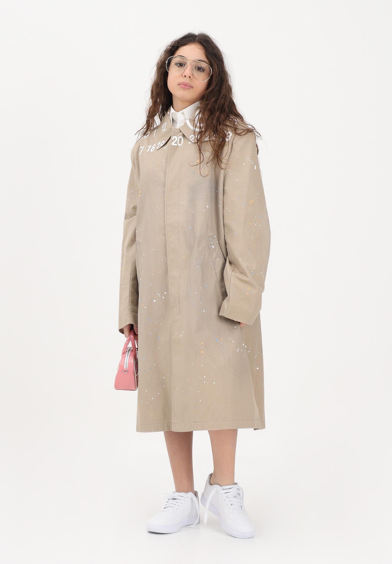 MAISON MARGIELA Trench beige per donna, ragazzi e bambini con logo stampato M60928MM07B M6709 MAISON MARGIELA 