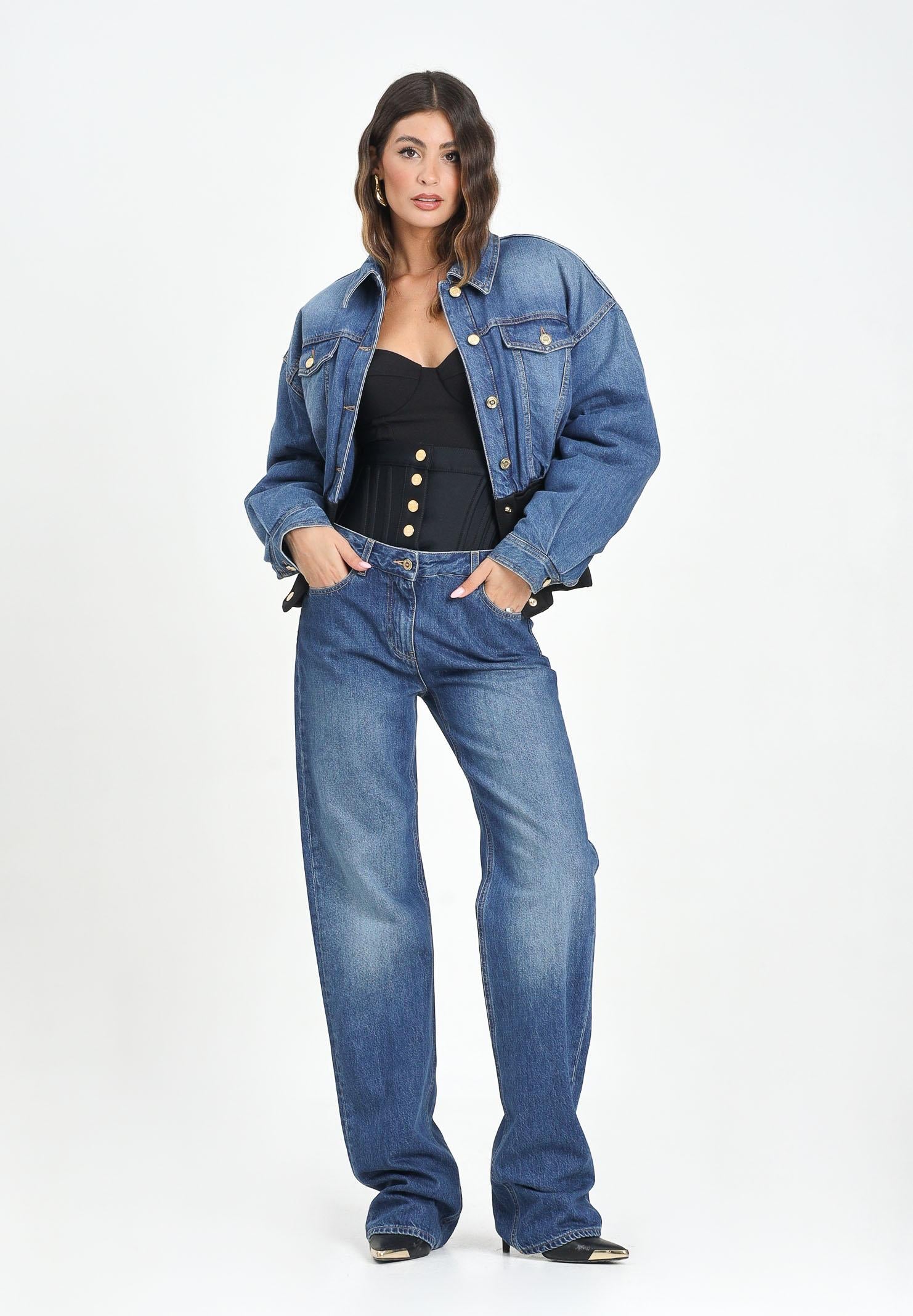ELISABETTA FRANCHI Jeans in denim blu da donna con fascia in neoprene PJ15I56E2 EI1 ELISABETTA FRANCHI 
