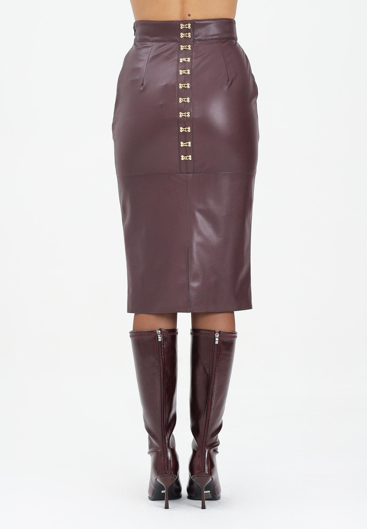 ELISABETTA FRANCHI Gonna midi bordeaux da donna con ganci gioiello GO14557E2 EA4 ELISABETTA FRANCHI 