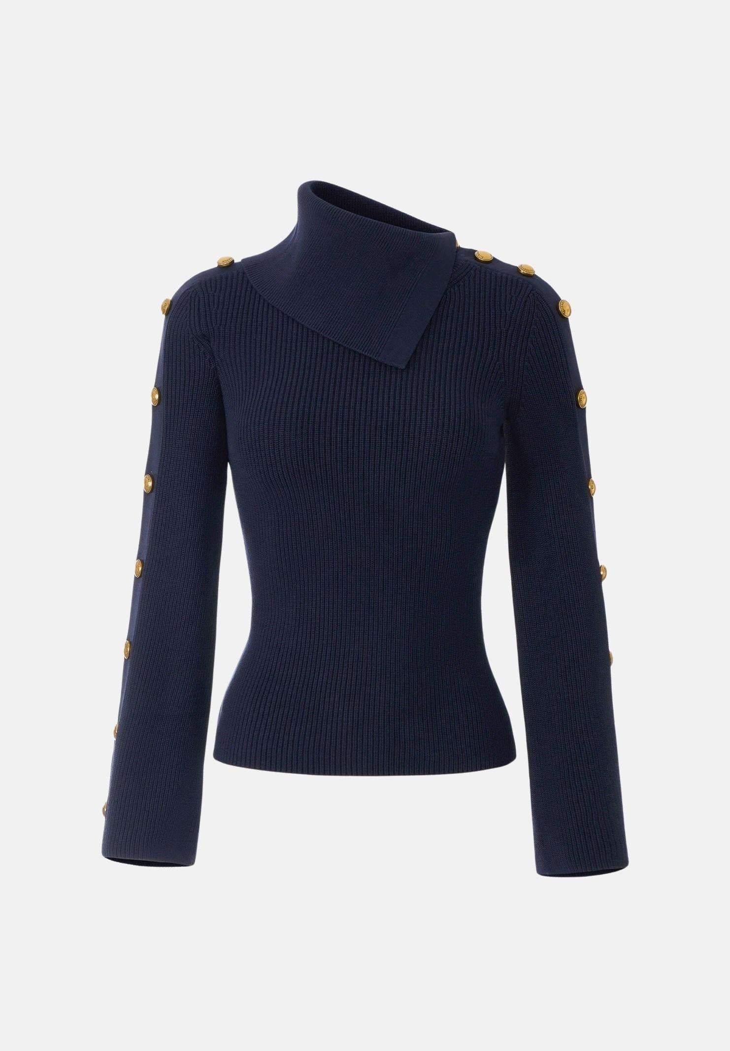 Maglia con collo asimmetrico elegante da donna autuno inverno MK03S66E2 H88 ELISABETTA FRANCHI 