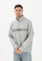 CALVIN KLEIN JEANS Felpa a mezza zip grigia da uomo con logo LV04RE221GP79 . CALVIN KLEIN JEANS 