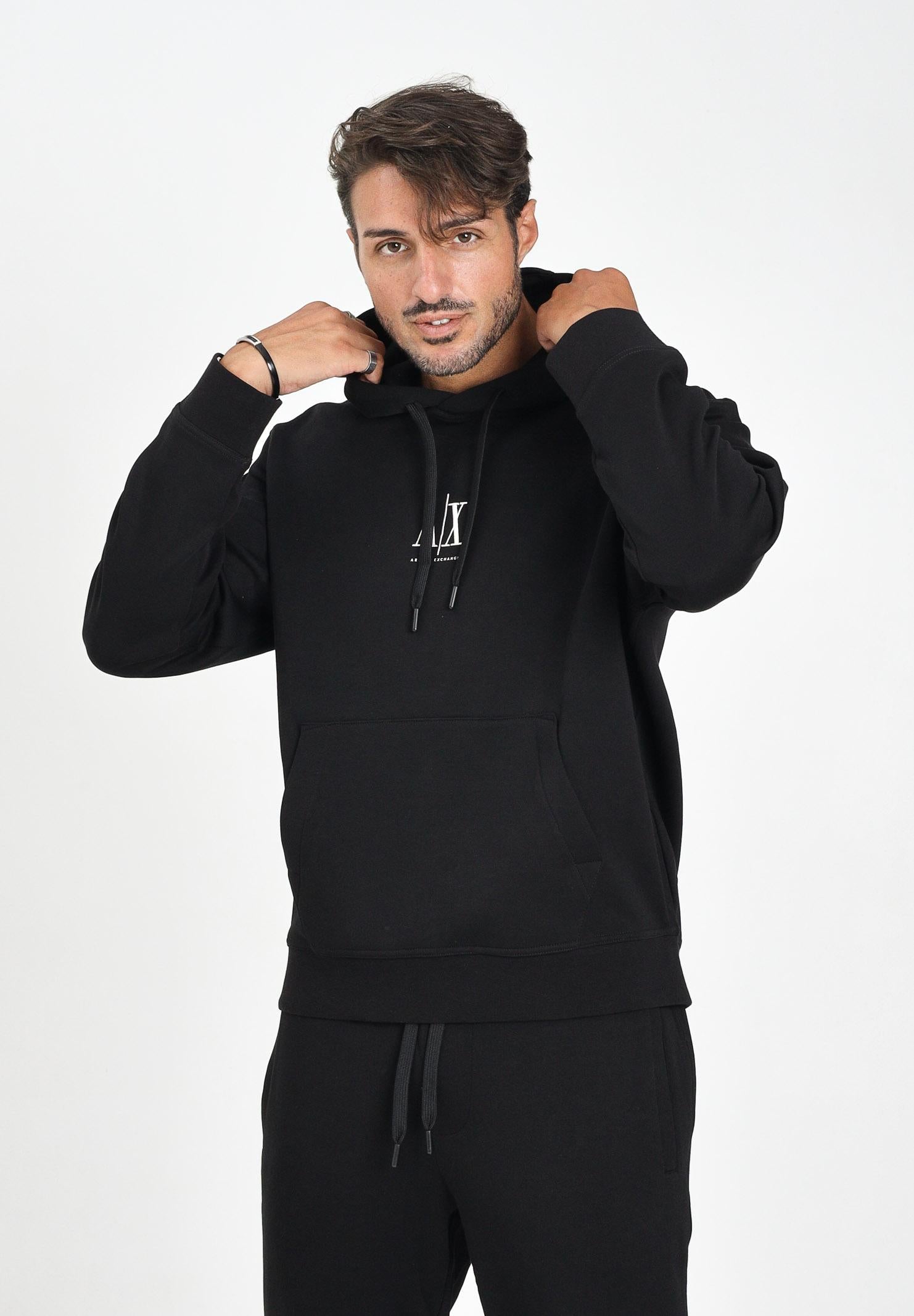 ARMANI EXCHANGE Felpa con cappuccio nera da uomo con ricamo logo XM000369AF10818 UC001 ARMANI EXCHANGE 