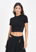 VERSACE JEANS COUTURE T-shirt a manica corta nera da donna con logo 79HAHC01CJ02C 899 VERSACE JEANS COUTURE 