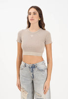 ADIDAS ORIGINALS T-shirt a manica corta Essentials Rib Washed beige da donna JW3577  ADIDAS ORIGINALS 