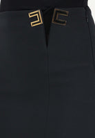 ELISABETTA FRANCHI Gonna midi nera da donna con dettagli logo<BR/> GO14761E2 110 ELISABETTA FRANCHI 