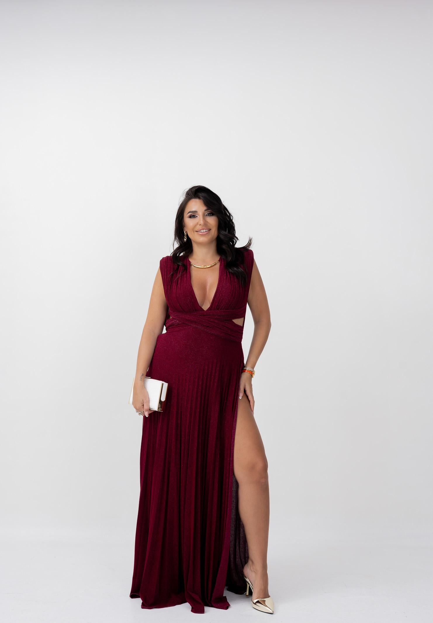 ELISABETTA FRANCHI Abito lungo ciliegia da donna in jersey lurex ABR1556E2 EA5 ELISABETTA FRANCHI 