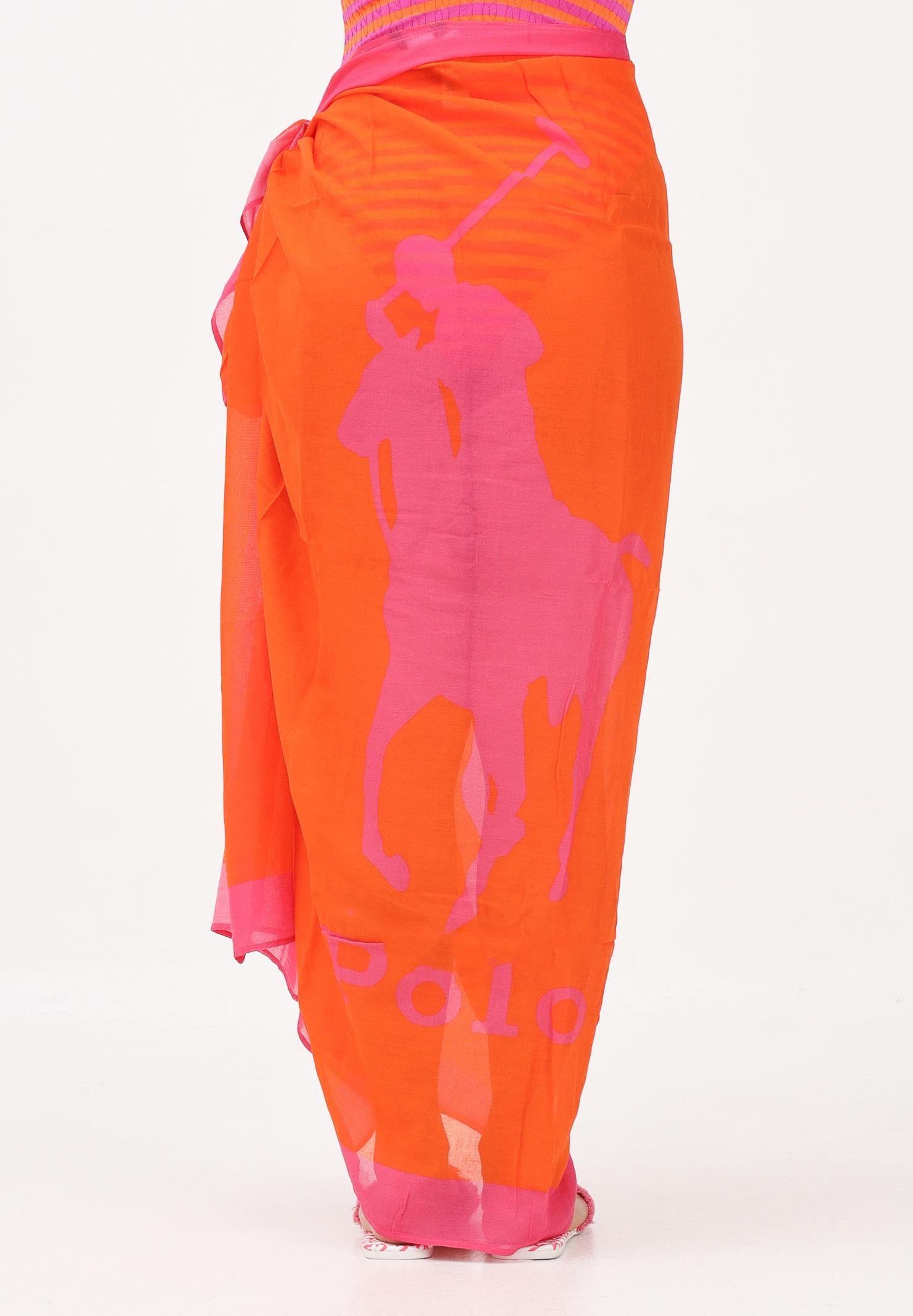 RALPH LAUREN Pareo arancione e fucsia da donna con stampa 21603385 OR RALPH LAUREN 