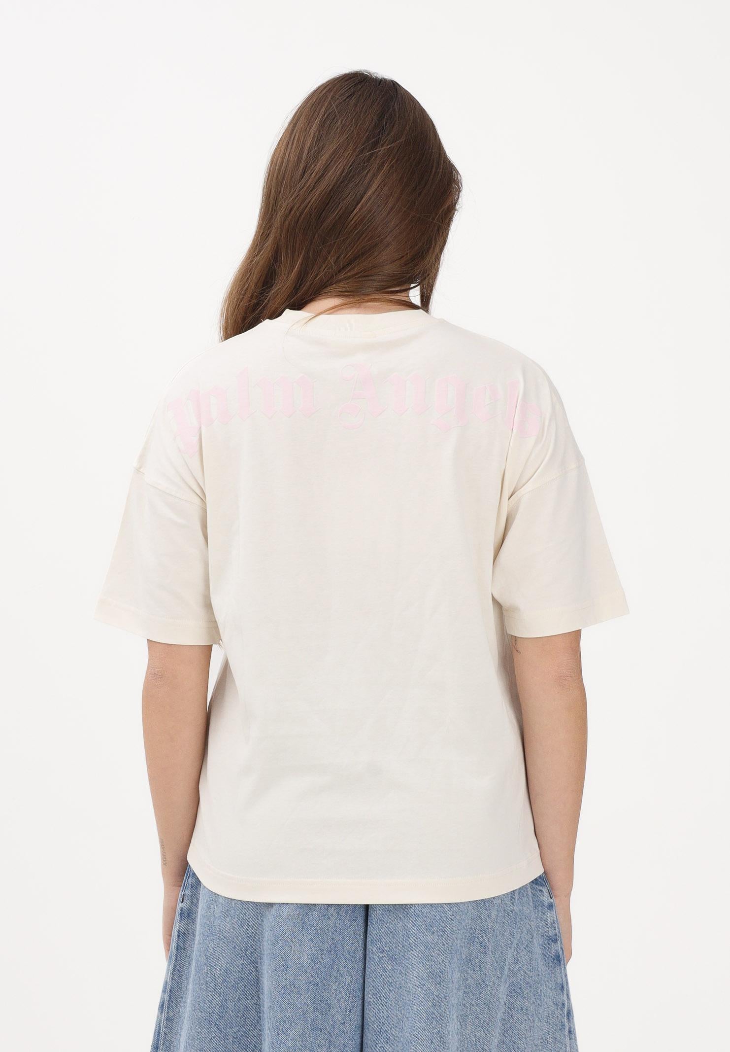 PALM ANGELS T-shirt a manica corta panna per donna, ragazzi e bambini con logo PGAA001S26JER001 002 PALM ANGELS 