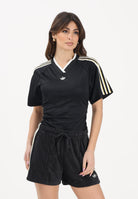 ADIDAS ORIGINALS T-shirt a mainca corta Rouched Football nera da donna KC9123 . ADIDAS ORIGINALS 