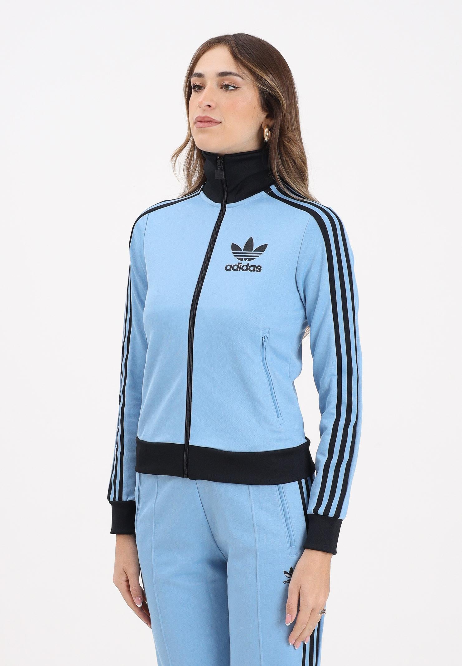 ADIDAS ORIGINALS Felpa con zip Heritage azzurra e nera da donna JX7851  ADIDAS ORIGINALS 