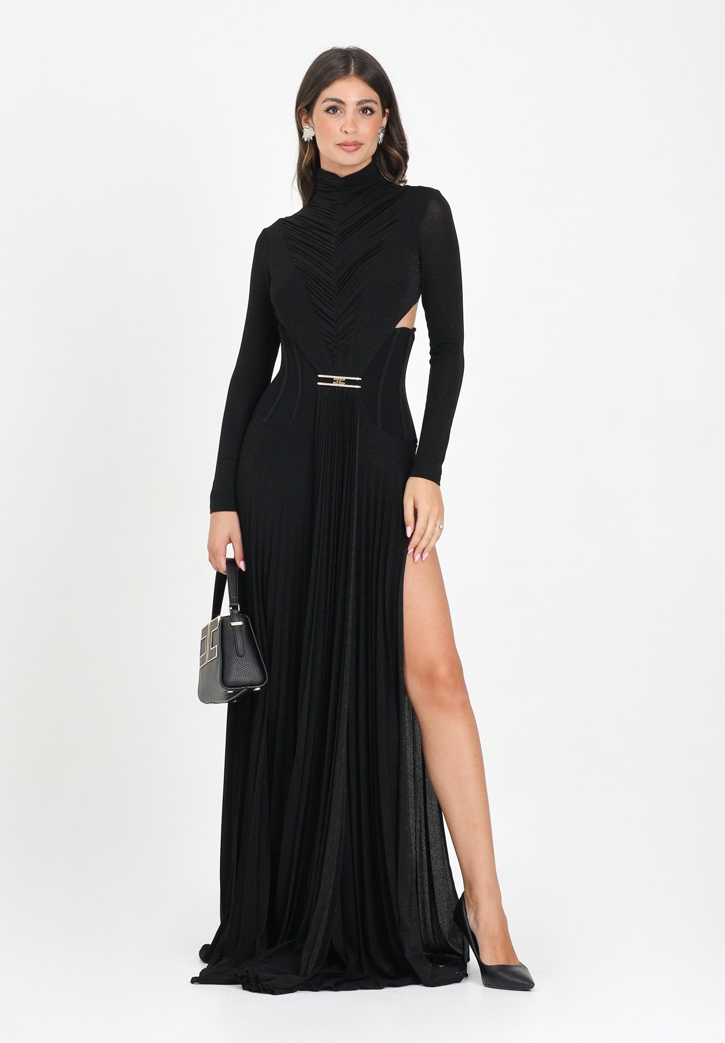 ELISABETTA FRANCHI Abito lungo nero da donna in jersey lurex ABR1256E2 110 ELISABETTA FRANCHI 