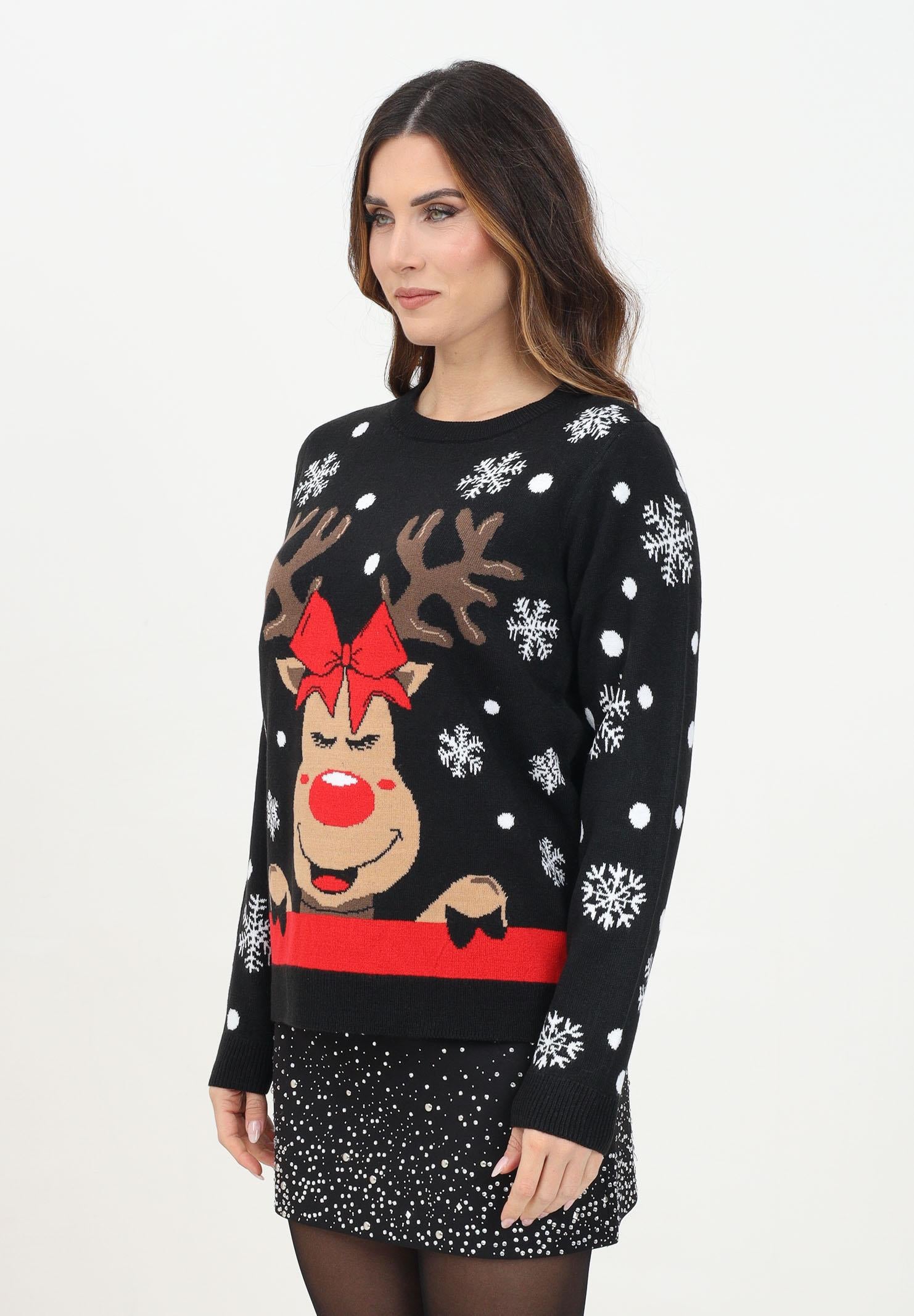 JDY Maglioncino girocollo nero da donna con renna 15238375 Black JDY 