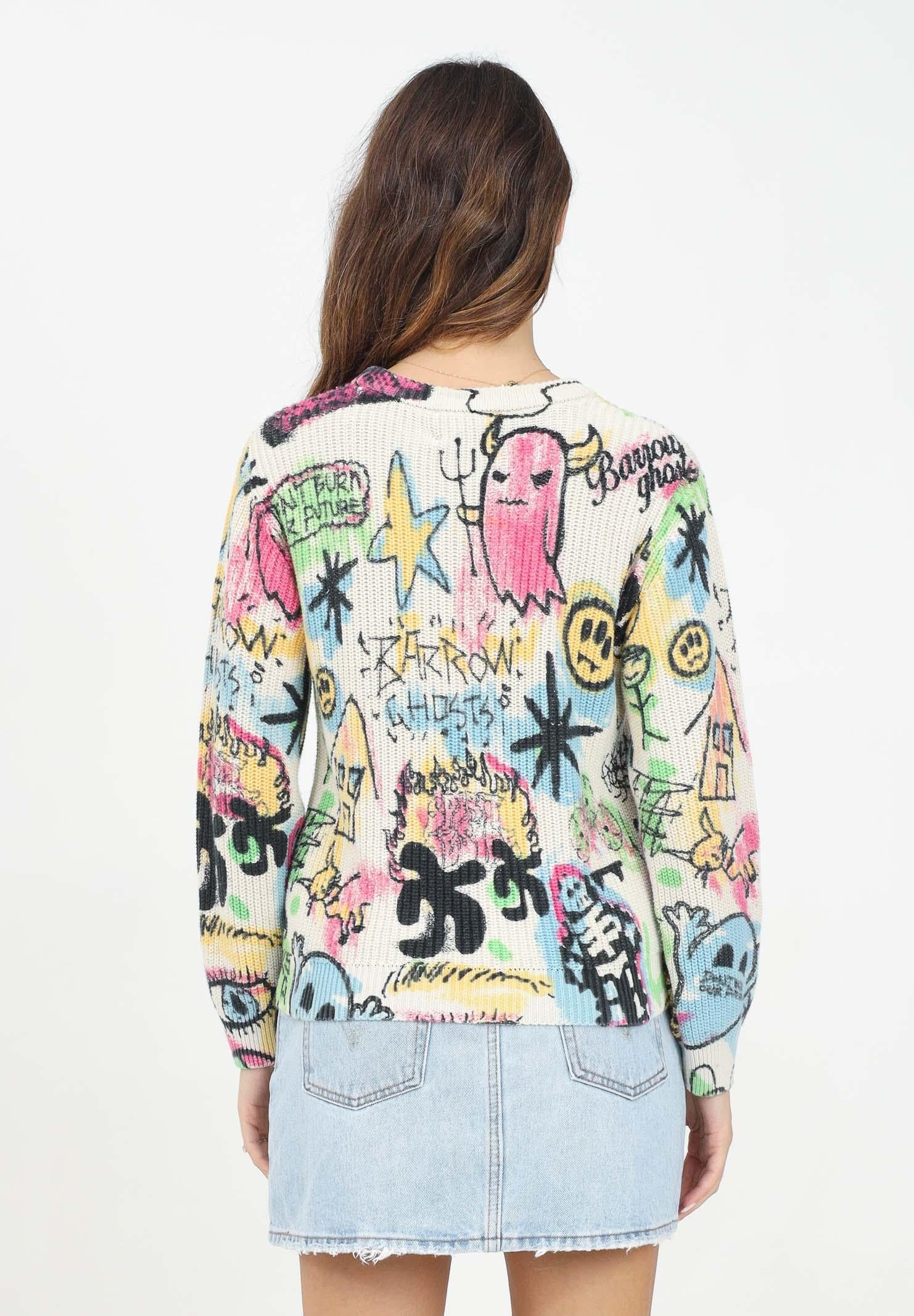 Maglione girocollo panna per donna e bambina caratterizzato da stampa street art F4BKJUJP017 13 BARROW 