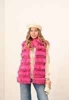 MEHRAN Pelliccia smanicata fucsia da donna 25160FUX FUX MEHRAN 