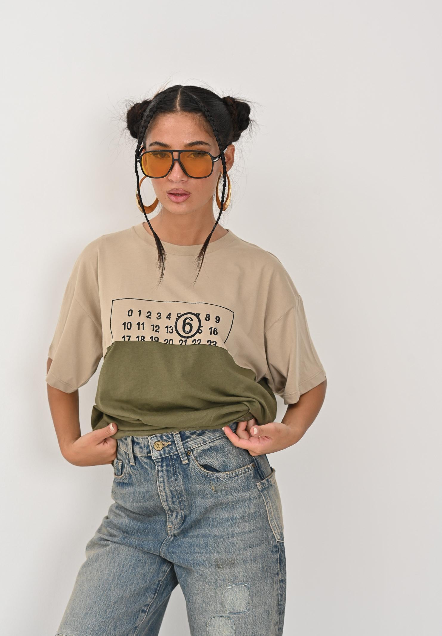 MAISON MARGIELA T-shirt a manica corta beige e verde per donna, ragazzi e bambini caratterizzata da una costruzione re-cut M60876MM04I M6C38 MAISON MARGIELA 