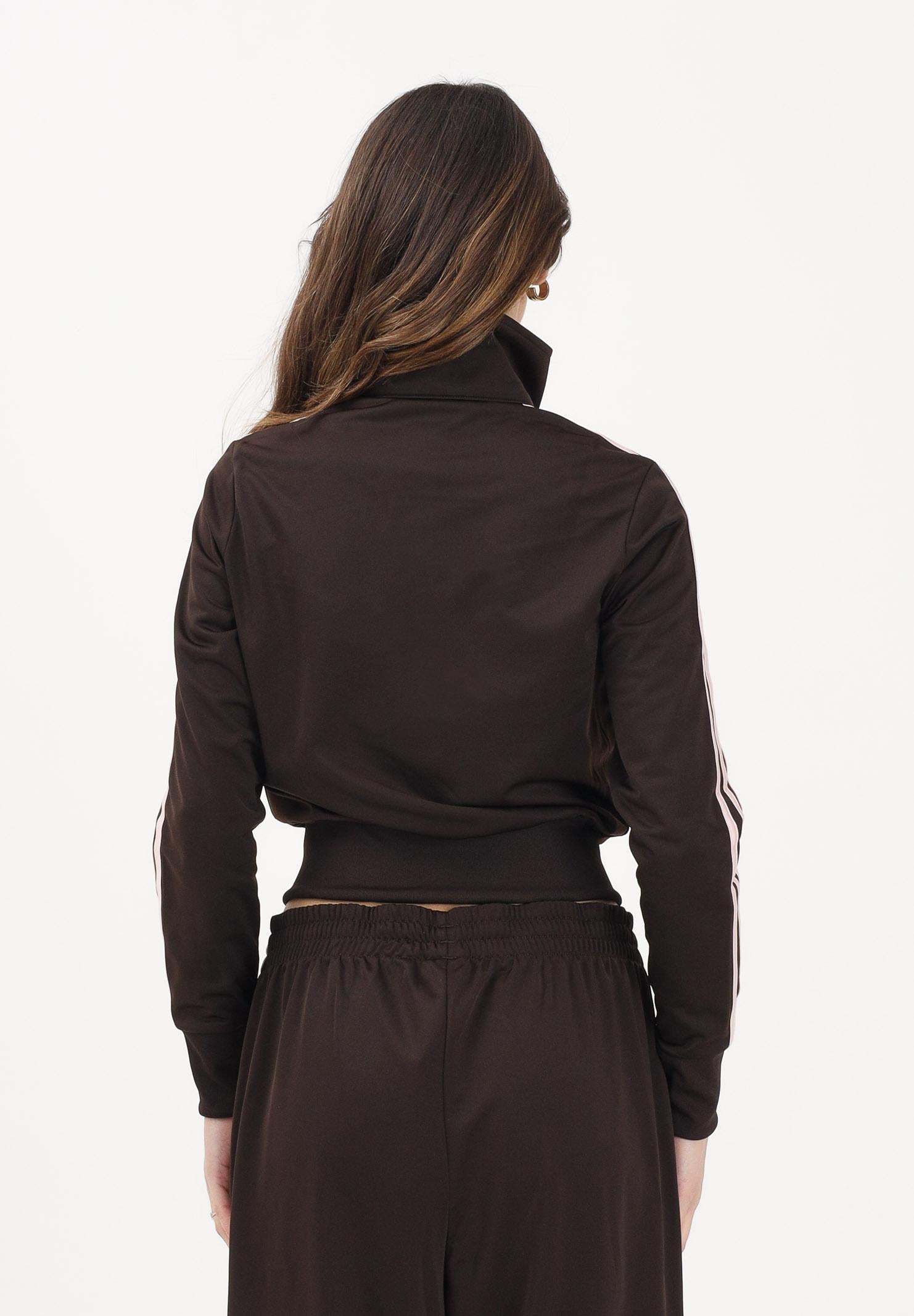 ADIDAS ORIGINALS Felpa con zip Adicolor Classic Firebird marrone e rosa da donna KC6572 . ADIDAS ORIGINALS 