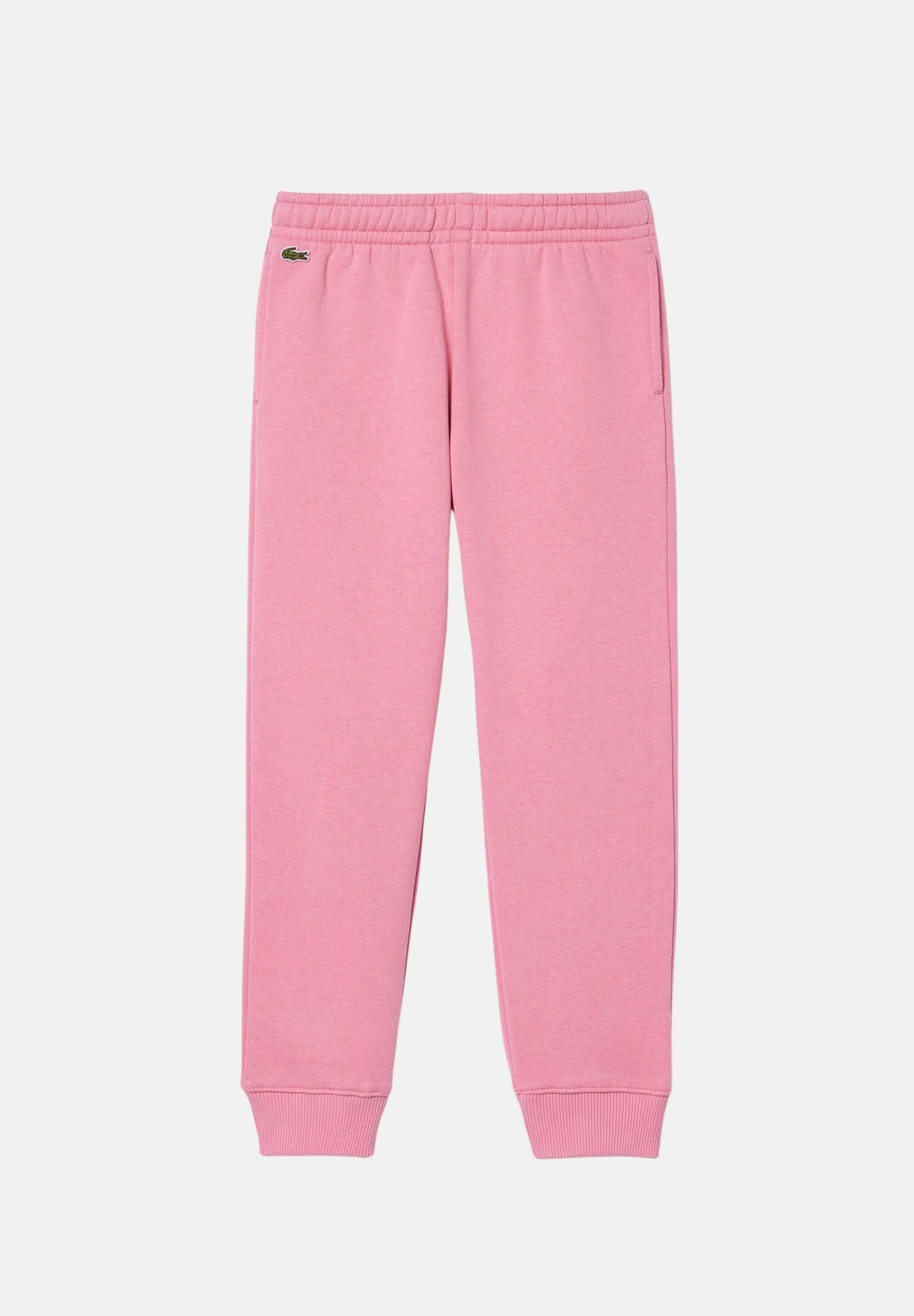 Pantalone sportivo rosa per bambino e bambina rifinito da ricamo coccodrillo XJ9728-J 2R3 LACOSTE 