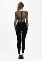 ELISABETTA FRANCHI Tuta nera da donna in tulle e velluto con dettagli in vinile TU06057E2 110 ELISABETTA FRANCHI 