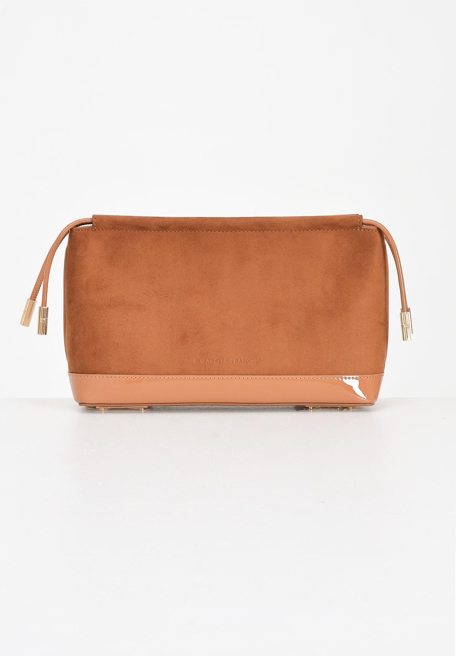 ELISABETTA FRANCHI Pochette cammello da donna realizzata in morbida pelle scamosciata BS60A57E2 EC1 ELISABETTA FRANCHI 