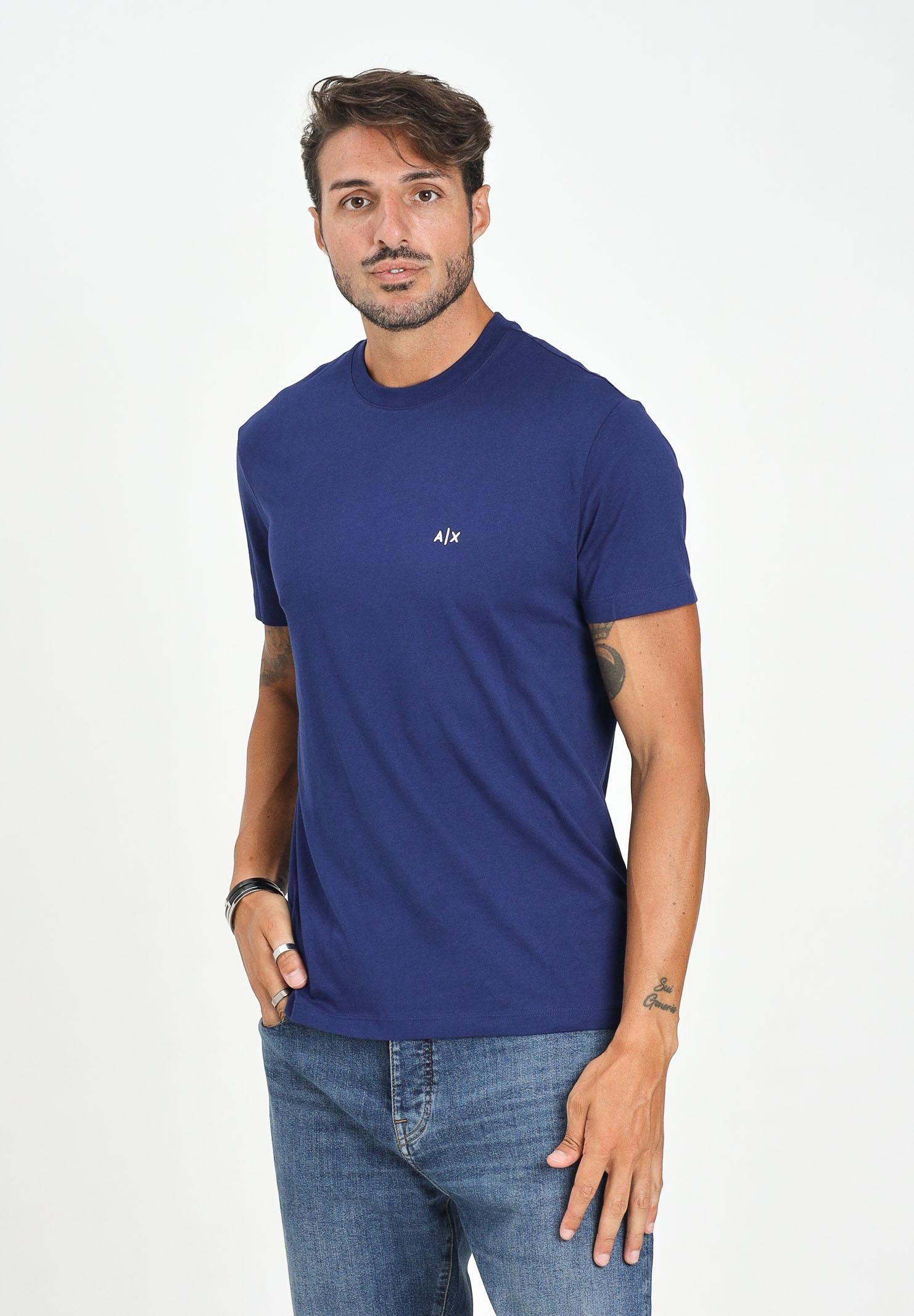 ARMANI EXCHANGE T-shirt a manica corta blu elettrico da uomo con ricamo A|X XM001568AF10358 UB133 ARMANI EXCHANGE 