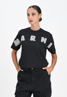 MARNI T-shirt a manica corta nera per donna, ragazzi e bambini con ricamo logo M01265M00RF 0M90D MARNI 