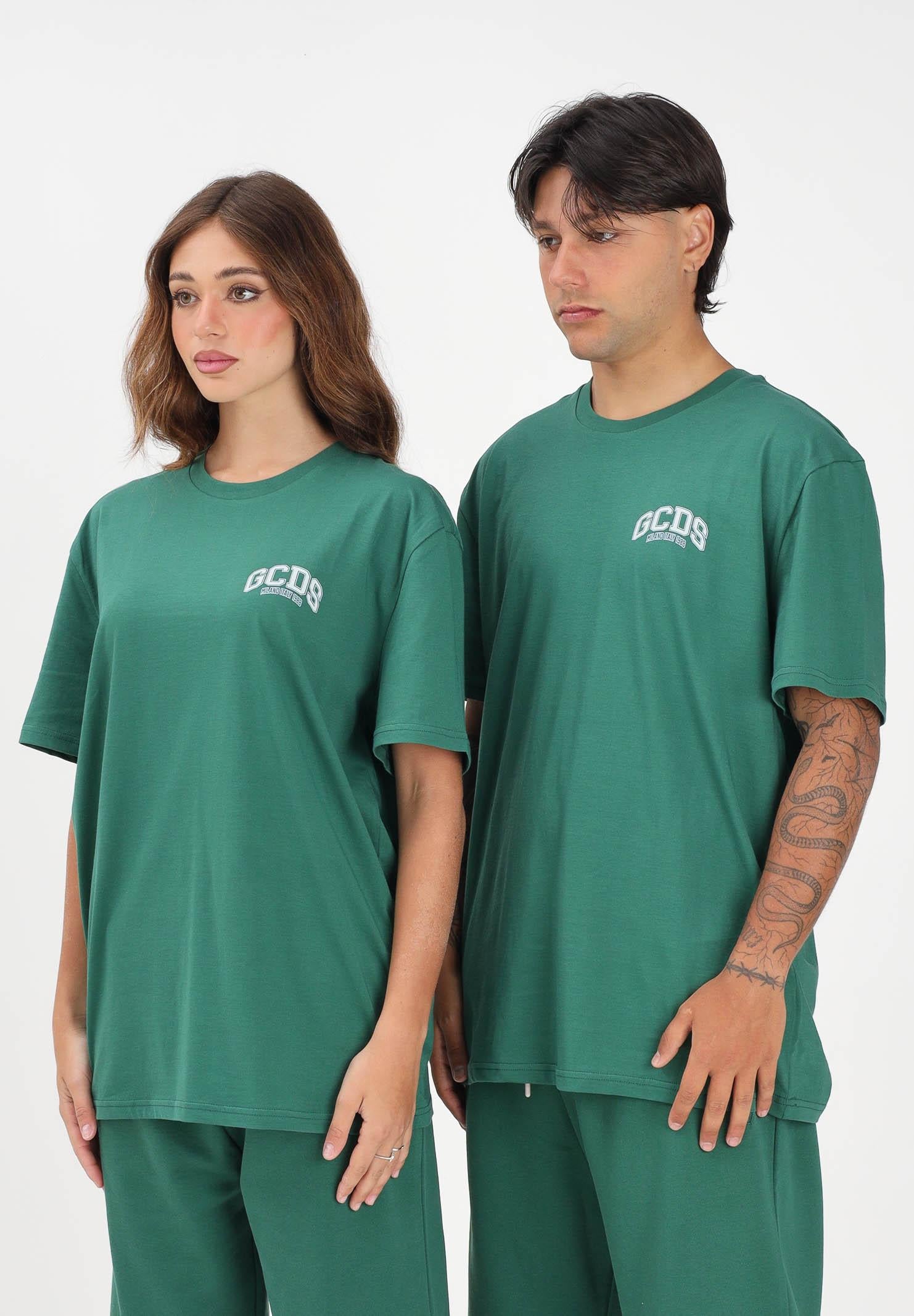 GCDS T-shirt a manica corta verde per uomo e donna con stampa logo C1MEQC041J104 883G GCDS 