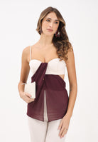 PATRIZIA PEPE Top con bustier panna e bordeaux da donna 8C0805A454 FG17 PATRIZIA PEPE 
