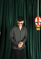 I'M BRIAN Camicia a manica lunga nera da uomo con fantasia geometrica CA3430 0028 I'M BRIAN 