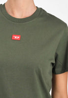DIESEL T-shirt a manica corta verde militare per donna, ragazzi e bambini con logo J025010GRAI K513 DIESEL 