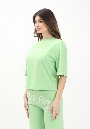 BARROW T-shirt a manica corta verde per donna e bambina con ricamo logo S5BKJGTH149 081 BARROW 