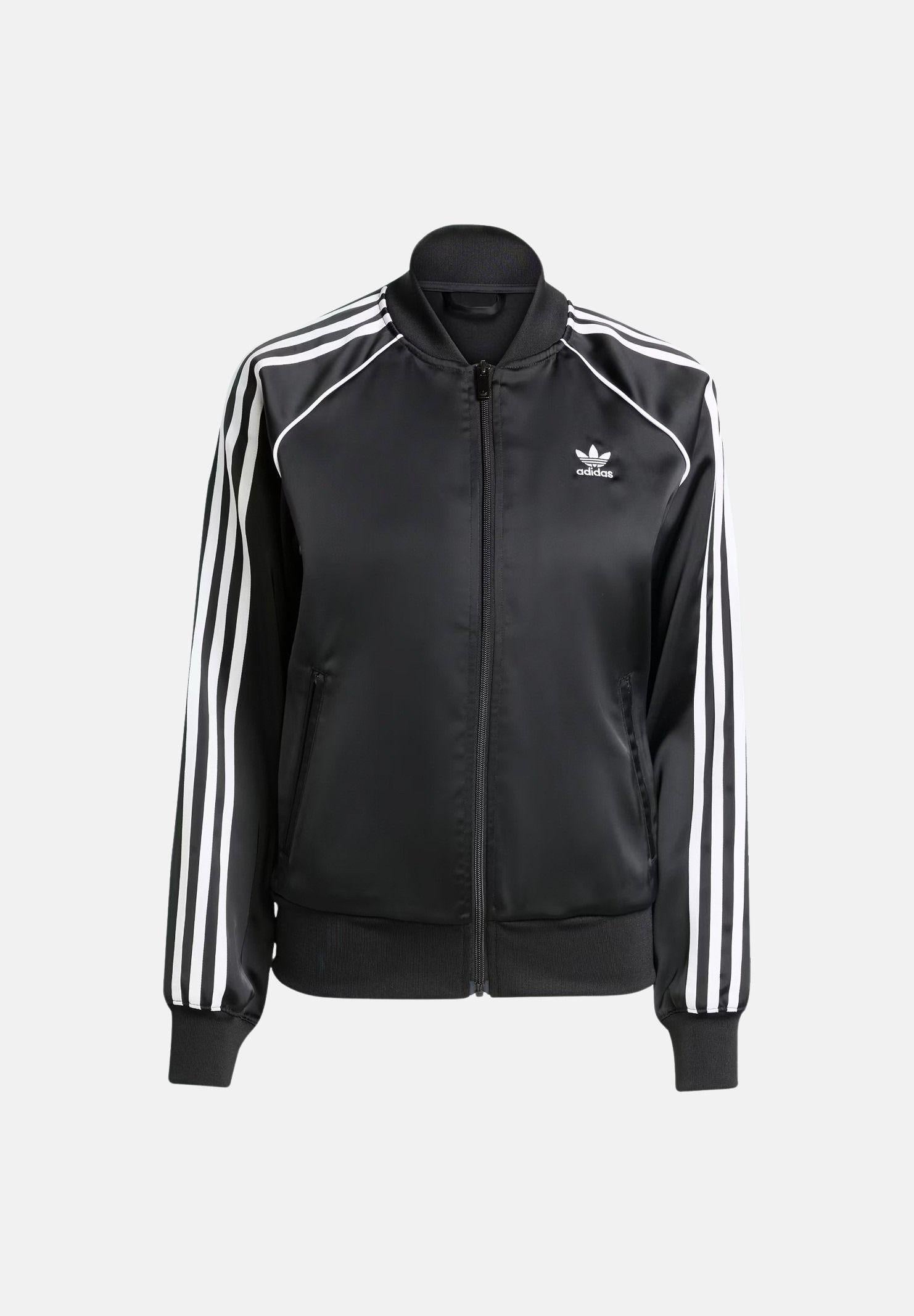 ADIDAS ORIGINALS Felpa con zip SST Adicolor Satin nera da donna JZ6733 . ADIDAS ORIGINALS 