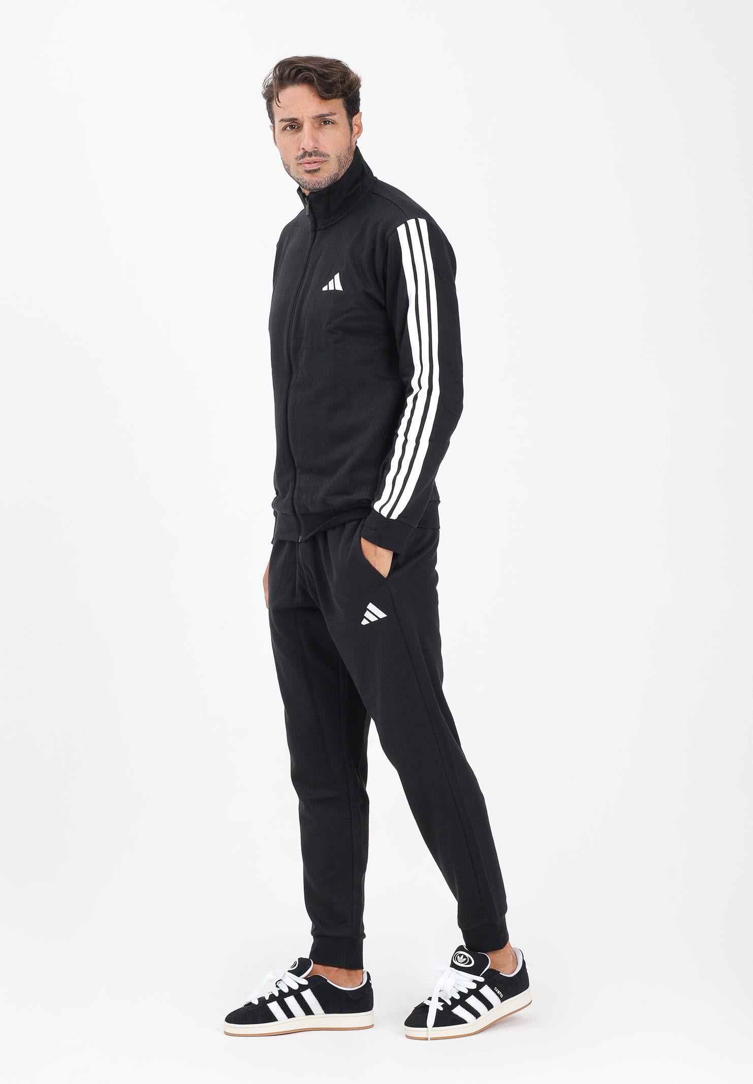 ADIDAS PERFORMANCE Tuta Sportswear Basic 3-Stripes Fleece nera da uomo JI8878  ADIDAS PERFORMANCE 