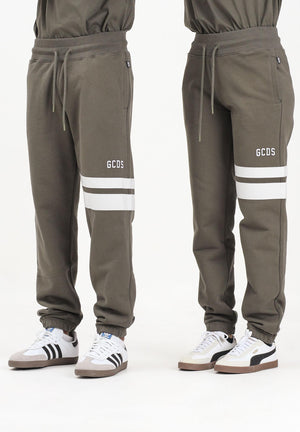 GCDS Pantalone sportivo verde militare per uomo e donna con dettagli a contrasto B1XM3002JI0 88 GCDS 