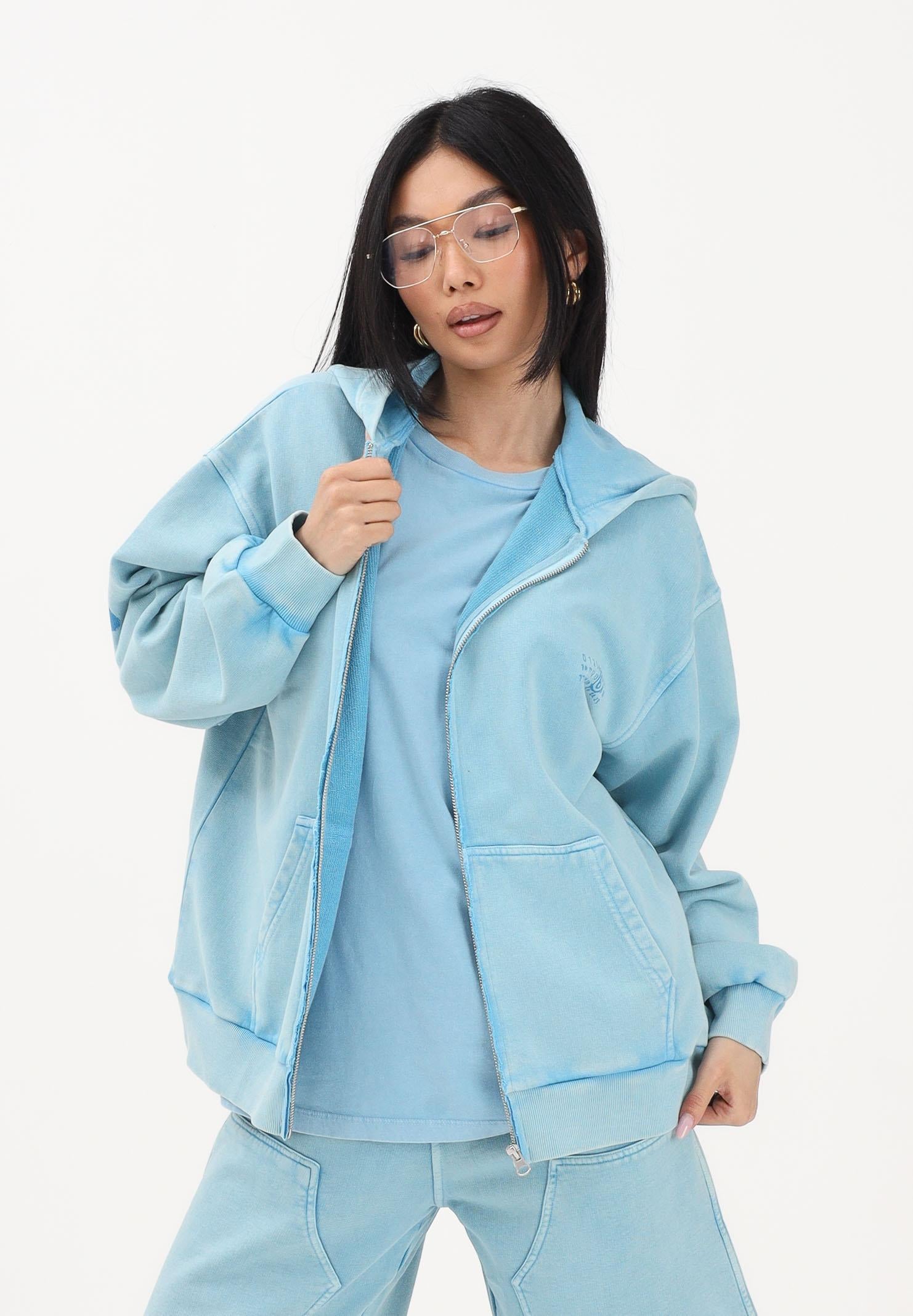 MAISON MARGIELA Felpa con zip azzurra per donna, ragazzi e bambini rifinita da logo M60978MM07L M6809 MAISON MARGIELA 
