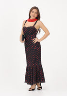 MAR DE MARGARITAS Abito midi Denise nero da donna con micro stampa floreale rossa MMABW01564 NE134 Mar de margaritas 